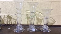 Lot of three glass vases tallest is measuring