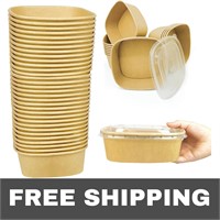 S Dawezo 34Oz Disposable Paper Bowls w/ Lids 50pcs