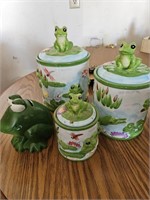 Frog Canister set of three and Frog Bank