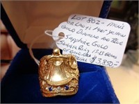 14KT YELLWO GOLD DIAMOND & SAPPHIRE SADDLE RING