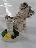Puppy Figurine W/Candle Holder