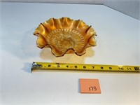 Vtg Ruffled Carnival Glass Bowl