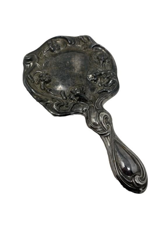 Sterling silver hand vanity mirror