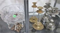 Candle holders & bowl on pedestal