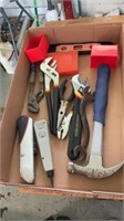 Assorted tools and small level