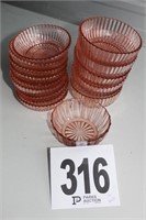 (16)Pink Depression Glass Dessert Bowls (U242)