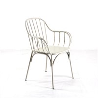 Lath Tub Steel Arm Chair Retro White