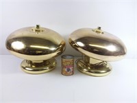 Paire lampes de tables mid-century métal doré