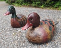 Pair Of Hand Carved & Painted 12" Ducks