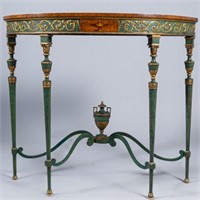 FRENCH PAINTED MIRROR & DEMI-LUNE TABLE