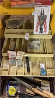 Tool box with - pliers & variety of items