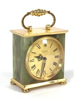 Vtg Swiss Imhof Green Onyx Carriage Clock