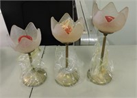 Frosted Tulip Candle Holders