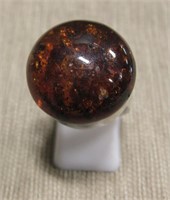 Large Southwest Sterling Silver Amber Ring