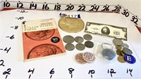 Vintage money, currency commemorative, silver