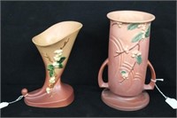 2pc Roseville Snowberry Vases IVI-9,ICC-8