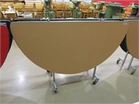 5" round folding cafeteria table on wheels