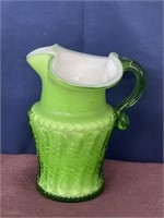 Green white white glass small pitcher