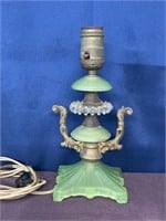 Vintage green clear glass lamp