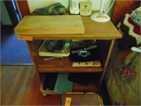 NIGHT STAND ON WHEELS WITH CONTENTS