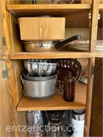 CONTENTS OF MIDDLE 2 SHELVES - BAKEWARE, COFFEE