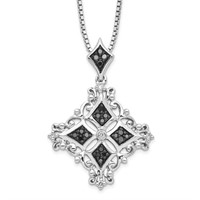 Sterling Silver Black White Diamond Necklace