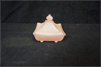 Pink Satin Footed Glass Dish with Lid
