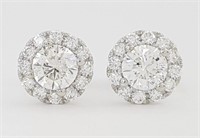 1.50 Ct Lab Grown Diamond Halo Earrings 14 Kt