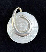 925 Silver Swirl and Mother of Pearl Pendant