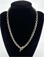 925 Silver Round Link Chain Front Toggle Necklace