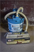 2 ton garage jack and shop vac; as is