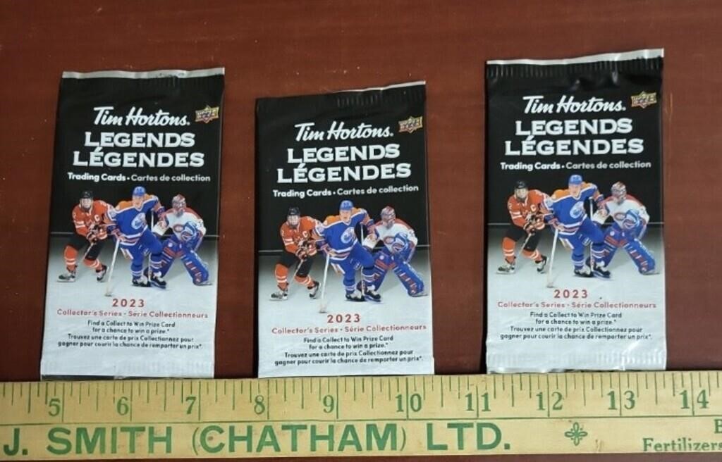 3 Unopened Tim Hortons Hockey Card Packs-Legends