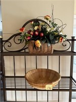Large Wooden Bowl & Floral