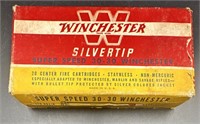 Vintage Winchester 30-30 Silvertip Ammo Full Box