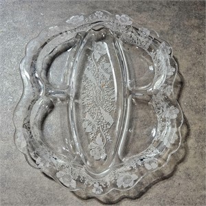 Cambridge Glass Gloria Etch  5-Part Relish Tray