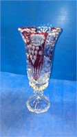 Red crystal stem vase