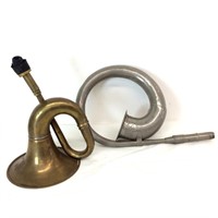 (2) Horns, Brass Horn, Star Tin Horn