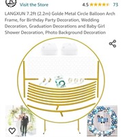 LANGXUN 7.2ft (2.2m) Golde Metal Circle Balloon