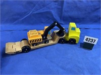 Wood Semi Truck, Lowboy Trailer & Excavator,