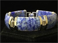 Sterling & faceted Lapis link bracelet