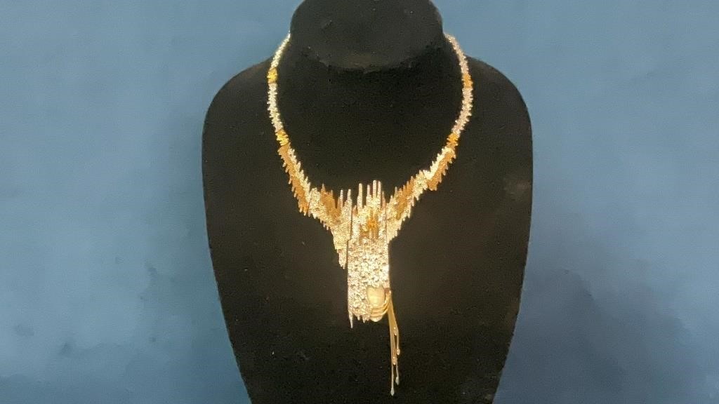 Erte Sterling and 14k Necklace and Broach