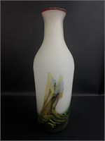 Frosted Colored Swirl Art Glass Vase