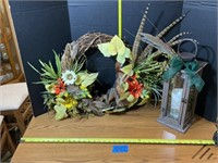 Pheasant 19” wreath & 16” tall lantern