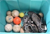 Police Auction: Bin With Balls And Cleats- Basebal