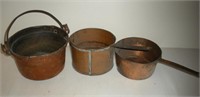 Copper Pots & Bowl