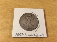 1937-S SILVER Walking Liberty Half Dollar in Case