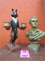 Dapper Fox Candlestick and Lord Byron Bust