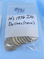 (10) 1976 Ike Dollars, Circu.