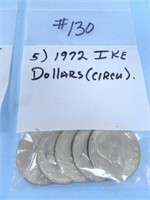 (5) 1972 Ike Dollars, Circu.