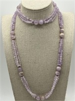 Natural Amethyst Long Beaded Necklace
